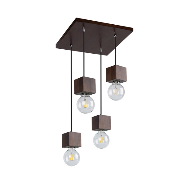 Trongo Square Pendant Lamp 4xE27 Max.60W Walnut/Black/Braided 7169476