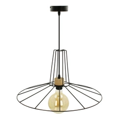 Ferro Pendant Lamp 1xE27 Max.60W Oiled Oak/Black Metal/Black PVC Cable 101021231018