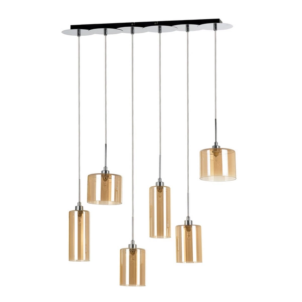 Eurybia Pendant Lamp Incl. 6xG9 Max.28W Chrome Metal/Champagne Glass/Transparent PVC Cable 1360628