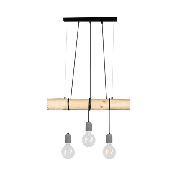 Trabo Concrete Pendant Lamp 3xE27 Max.60W Natural Pine/Black/Grey 68499304