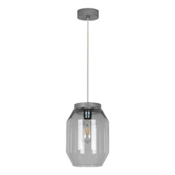 Vaso Pendant Lamp 1xE27 Max.60W Gray Stained Pine/Transparent PVC/Smoked Glass 169120157