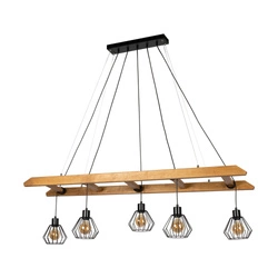 Eskalo Pendant Lamp 5xE27 Max.60W Stained Pine Brown/Black Metal/Black PVC Cable 7229551