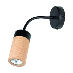 Lampa ścienna Annick w zestawie Kabel 1xLED GU10 5W Dąb olejowany/Czarny metal/Czarna tkanina 2419104