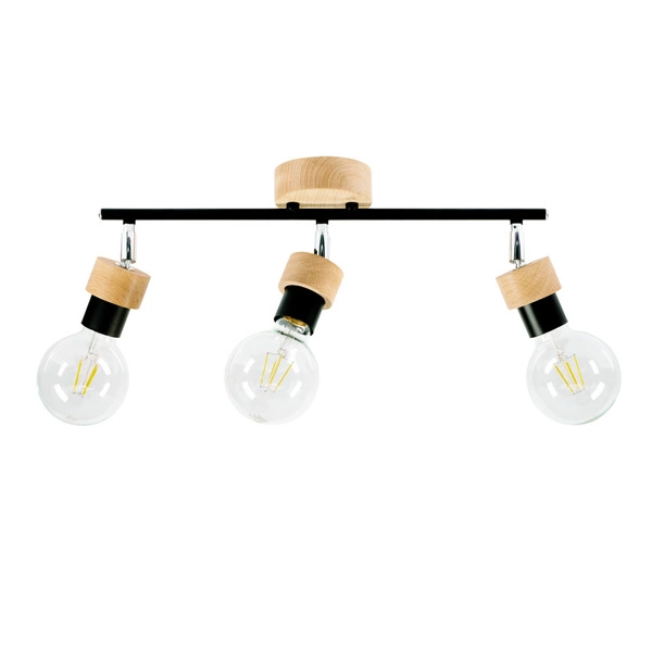 Marjolaine Wood Ceiling Lamp 3xE27 Max.25W Oiled Oak/Black 2834374