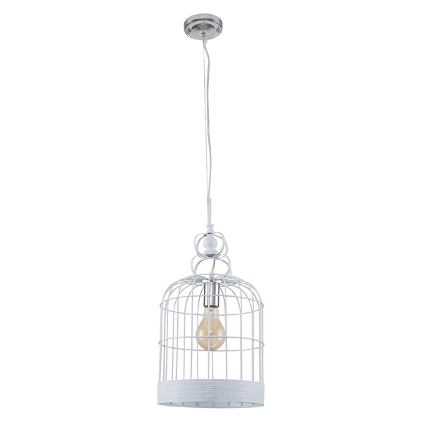 Lampa wisząca Cage 1xE27 maks. 60W chromowany metal/biały metal/przezroczysty kabel PVC 9501102