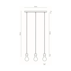 Lampa wisząca Clarte 3xE27 maks. 60W Dąb olejowany/Czarny metal/Czarny kabel z tkaniny 3271304