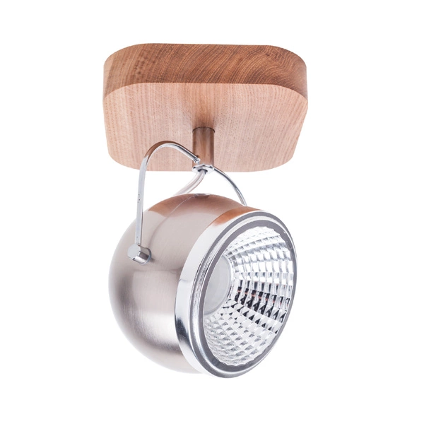 Ball Wood Wall Lamp Incl. 1xGU10 6W LED Oiled Oak/Satin Metal/Chrome Metal 5031174