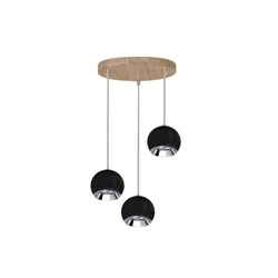 Ball Wood Pendant Lamp Incl. 3xLED GU10 5W Oiled Oak/Black Metal 5143374R