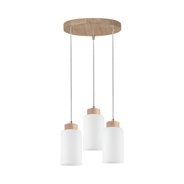 Bosco Pendant Lamp 3xE27 Max.60W Oiled Oak/Transparent/White 1720574