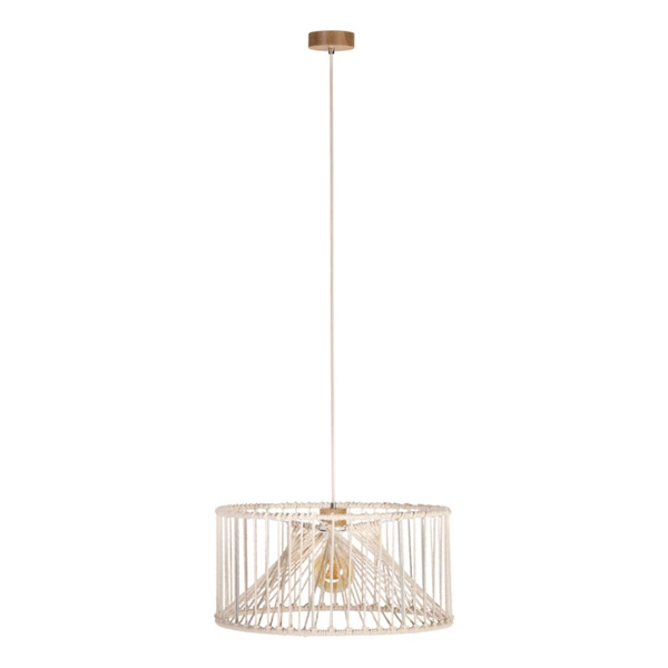 Reve Pendant Lamp 1xE27 Max.15W LED Oiled Oak/Cream Braided Cotton Cord/Natural Fabric Cable 184417174