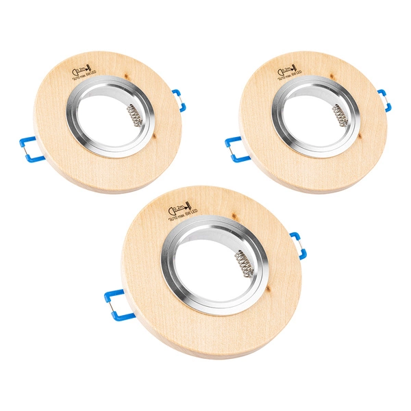 Vitar Wood Round Set of Downlights 3xGU10 Max.6W LED Birch Wood 2011360