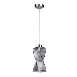 Twist Pendant Lamp 1xE27 Max.25W Chrome Metal/Transparent PVC Cable/Smoked Glass 13610128