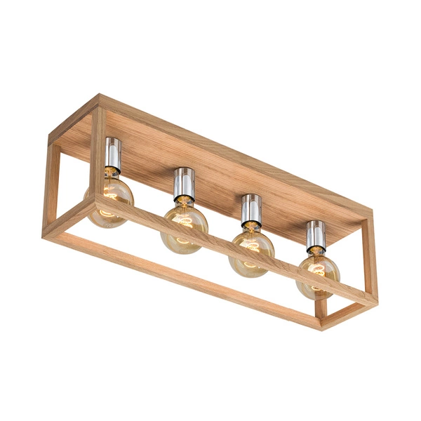 Kago Ceiling Lamp 4xE27 Max.60W Oiled Oak/Chrome Metal 9158474L