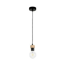 Clarte Pendant Lamp 1xE27 Max.60W Oiled Oak/Black Metal/Black Fabric Cable 3271104