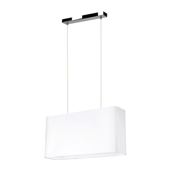 Lampa wisząca Cadre 2xE27 maks. 40W chromowany metal/przezroczysty kabel PVC/biały klosz z tkaniny 872010228