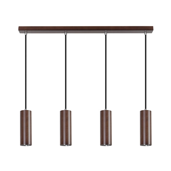 Pipe Pendant Lamp Incl. 4xGU10 LED 5W Walnut Beech Wood/Black Fabric Cable 1559476