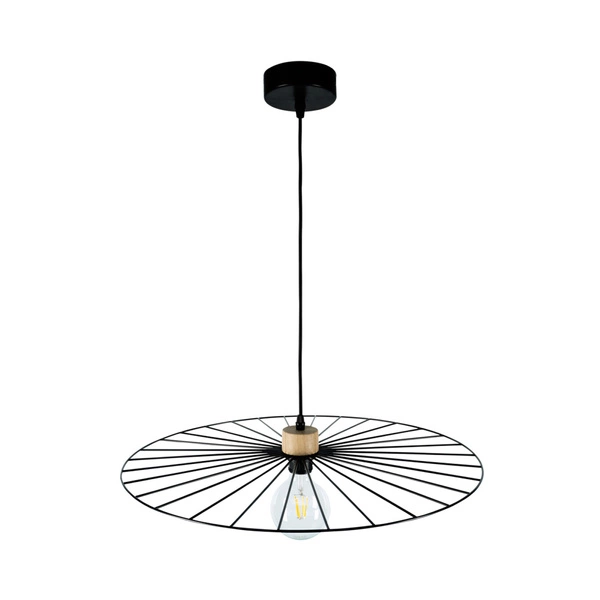 Antonella Pendant Lamp 1xE27 Max.60W Oiled Oak/Black Metal/Black Fabric Cable 189419104