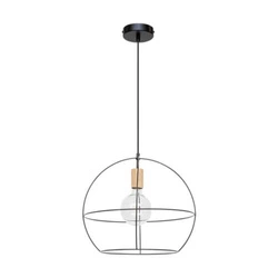 Casa Palla Pendant Lamp 1xE27 Max.60W Black/Oiled Oak 178419104