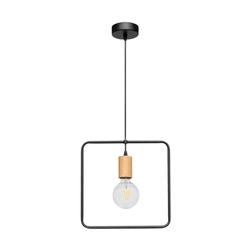 Carsten Wood Pendant Lamp 1xE27 Max.60W Oiled Oak/Black Metal/Black Fabric Cable 1651174