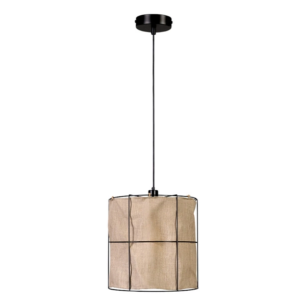 Marinero Pendant Lamp 1xE27 Max.15W LED Black Metal/Black Fabric Cable/Beige Linen Shade 184319104