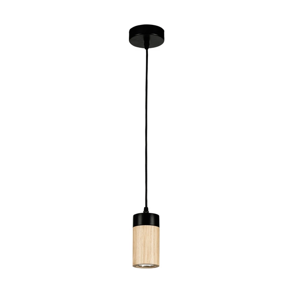 Annick Pendant Lamp Incl. 1xLED GU10 5W Oiled Oak/Black Metal/Black Silicone Braid Cable 1419104