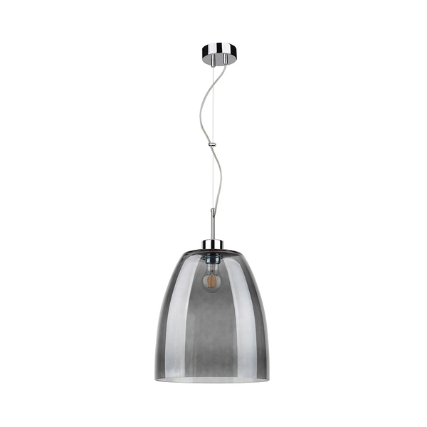 Lampa wisząca Campana 1xE27 maks. 60W chromowany metal/przezroczysty kabel PVC/szkło dymione 9843028