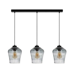 Juba Pendant Lamp 3xE27 Max.60W Black Metal/Black PVC Cable/Smoked Glass 5500062