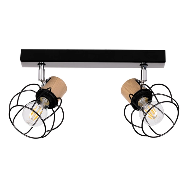 Phiphi Ceiling Lamp 2xE27 Max.60W Black/Chrome/Oiled Oak 26114204