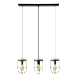 Netuno Pendant Lamp 3xE27 Max.60W Black/Oiled Oak 184159304