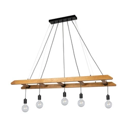 Eskalo Pendant Lamp 5xE27 Max.60W Stained Pine Brown/Black Metal/Black PVC Cable 7219551