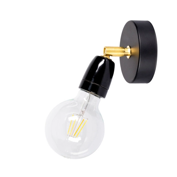 Porcia Wall Lamp 1xE27 Max.25W Black Metal/Gold Metal/Black Ceramics 8127104