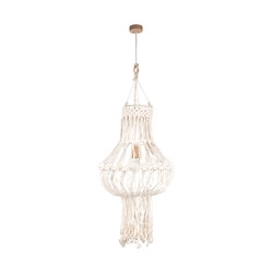 Samba Pendant Lamp 1xE27 Max.15W LED Oiled Oak/Cream Braided Cotton Cord/Natural Fabric Cable 18727174