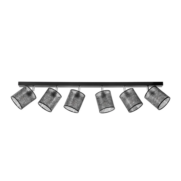 Nevoa Ceiling Lamp 6xE27 Max.25W Black Metal/Chrome Metal/Black Fabric Shade 56795604