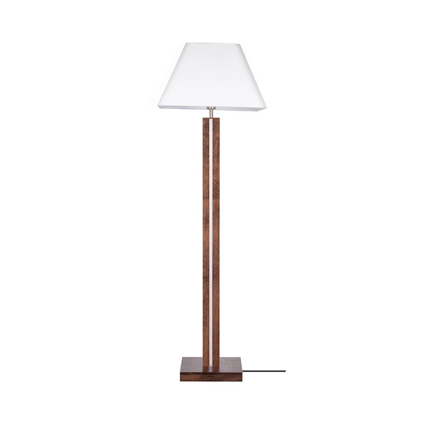 Quad Floor Lamp 1xE27 Max.60W 2xLED 24V Integrated 3350lm 3000K 36W Walnut Beech Wood/Black Fabric Cable/White Fabric Shade 6451976