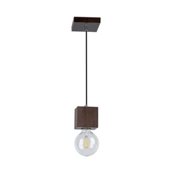 Kwadratowa lampa wisząca Trongo 1xE27 maks. 60W drewno bukowe orzechowe/kabel z czarnej tkaniny 7169176