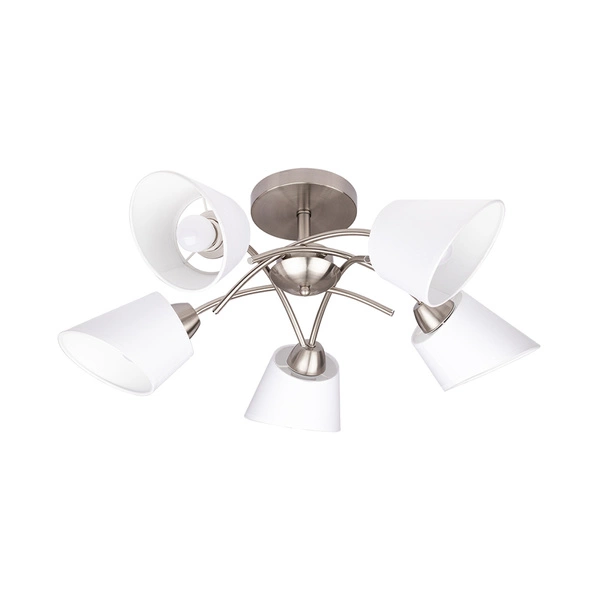 Mette Ceiling Lamp 5xE27 Max.40W Satin Metal/White Fabric Shade 8341527