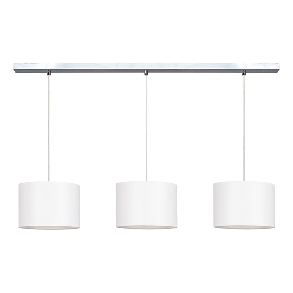 Dove Pendant Lamp 3xE27 Max.40W Chrome Metal/Transparent PVC Cable/White Fabric Shade 15380328