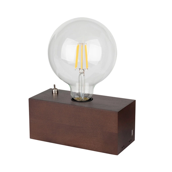 Theo Table Lamp 1xE27 Max.25W Walnut Beech Wood/Black PVC Cable with Integrated USB Charger 7461176