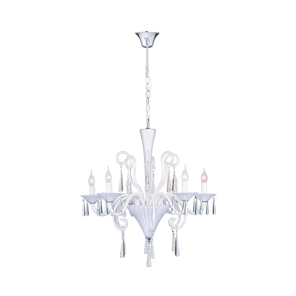 Rosano Chandelier 6xE14 Max.40W White/Transparent/Chrome 5193602